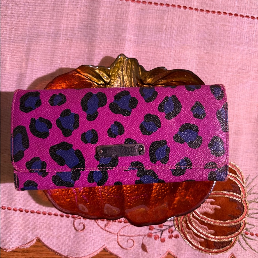 Nine West Fuchsia and Black Animal Print Wallet